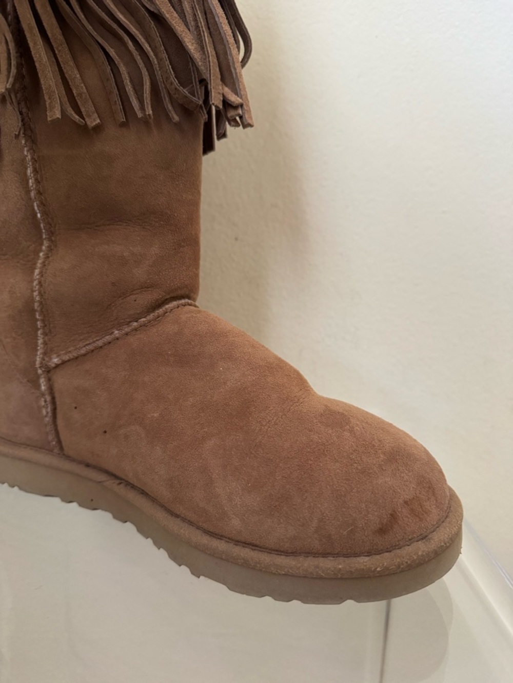 Ugg x Jimmy Choo Boots Sora Studded Fringe Suede Chestnut US 8 - Picture 4 of 16